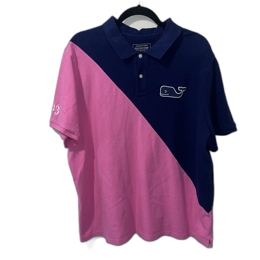 Vineyard Vines 2023 Kentucky Derby Polo Pink and Blue Men's XL